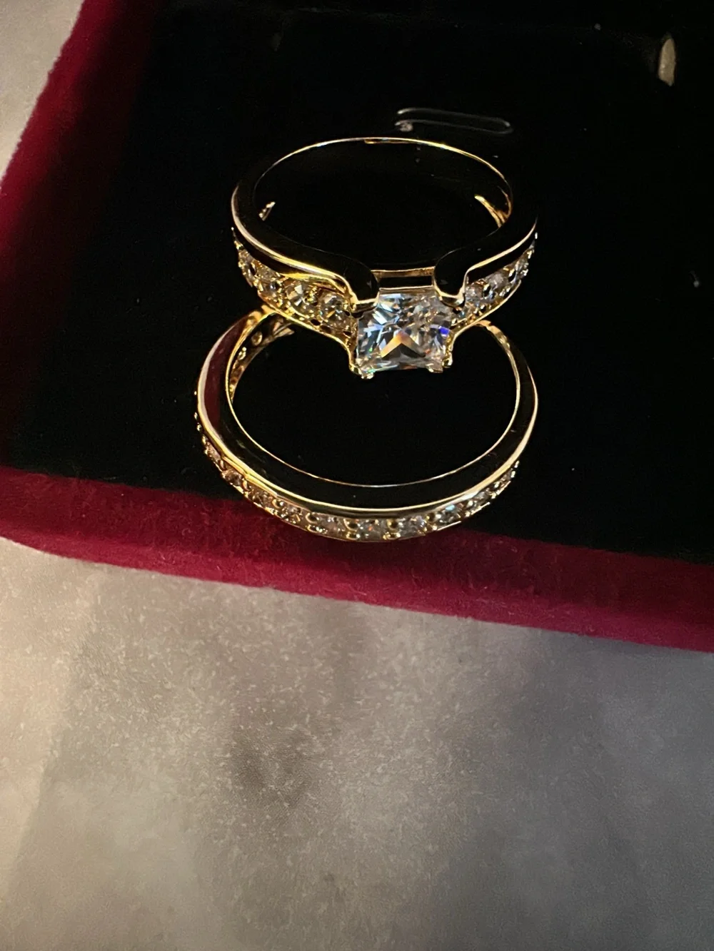 Goldtone Crystal Engagement Ring Set - Women Jewelry